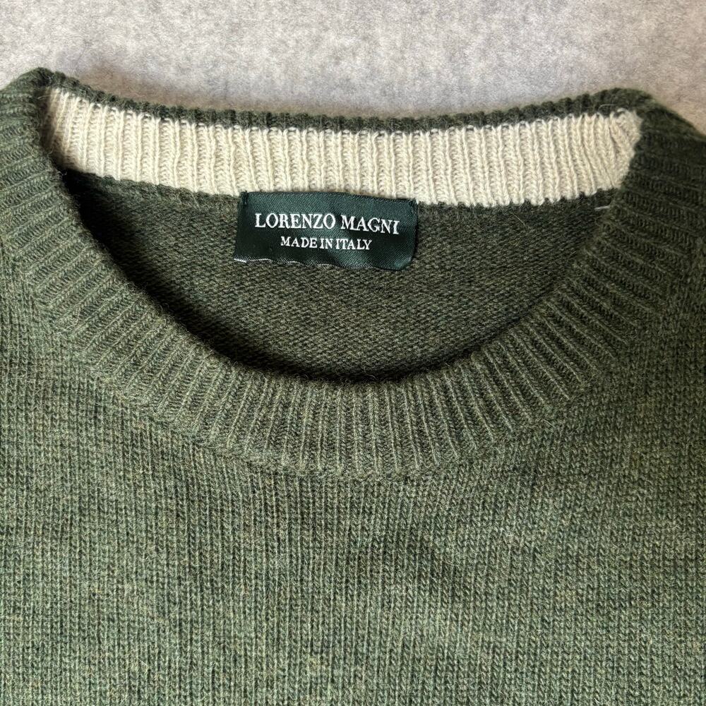 Lorenzo Magni Made In Italy Men's Green Wool Blend Sweater Pullover - Size XL - Picture 2 of 6